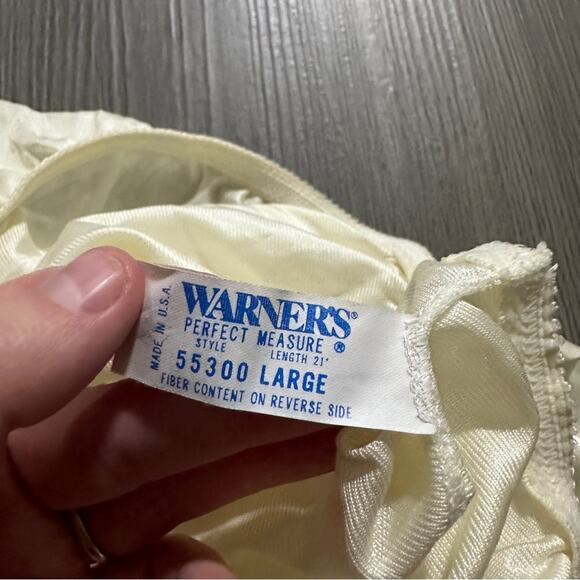 Vintage Warner's Off White Ivory Lace‎ Trim Slip Mini Skirt Size L - Picture 3 of 6